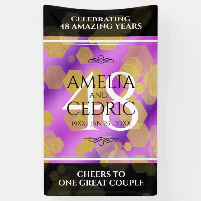 Elegant 48th Amethyst Wedding Anniversary Banner