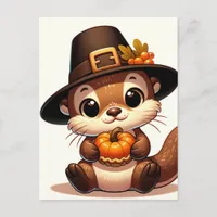 Adorable Thanksgiving Otter Postcard