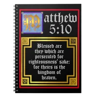 Matthew 5 Blue Golden Illuminated Letter Christian Notebook