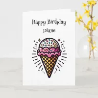 Personalized Ice Cream Cone Birthday for Her Card