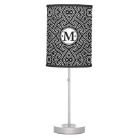 Geometric Pattern Monogram Black and White ID149 Table Lamp