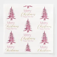 Red Pagoda Christmas Tree Pattern  Paper Dinner Napkins