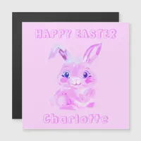 Cute Easter Bunny Pink Name Refrigerator Card