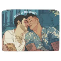Miami Downtown Gay Men Cuddling Illustration iPad Air Cover