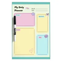 Colorful Pastel Kawaii Cute Daily Planner Dry Erase Board