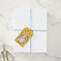 Santa Gnome for Holidays Pattern Yellow Christmas Gift Tags