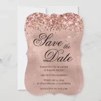 Glittery Rose Gold Save the Date
