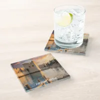 Cyprus Kyrenia Watercolor Sketch Mediterranean |  Glass Coaster