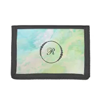 *~*  Green Yellow White  Iridescent Monogram Trifold Wallet