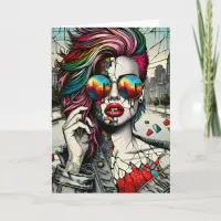 Grunge Art | Fractured Woman Abstract Blank Card
