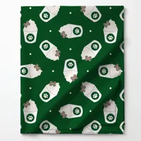 Pup Cups Polka Dot on Green Fabric