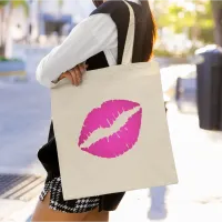 Hot Pink Ombre Lipstick Kiss Print Tote Bag