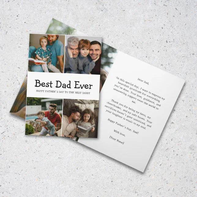 Custom Best Dad Ever photo collage Father's day Card