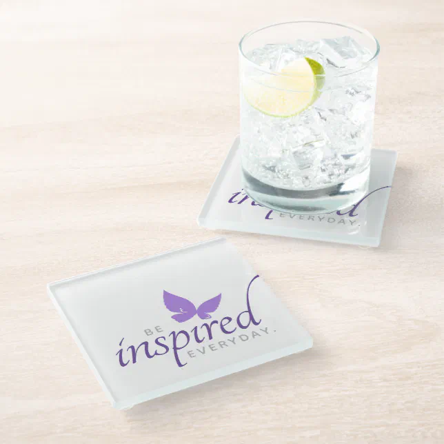 Inspirational Be Inspired Everyday Butterfly Glass Coaster