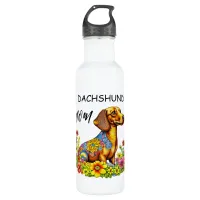 Cute Cartoon AI Dachshund Mom Stainless Steel Water Bottle