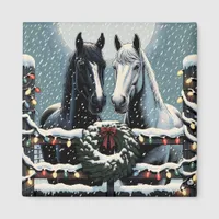 Festive Horses | Merry Christmas Magnet