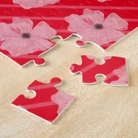 Pink Flowers And Stripes Jigsaw Puzzle