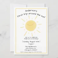 Happy Yellow Sunshine Gender Neutral 1st Birthday Invitation