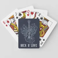 Electro Guitar with Heart and Musical Notes Poker Cards