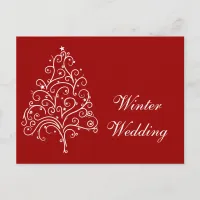 Red Christmas Tree Winter Wedding Save the Date Announcement Postcard