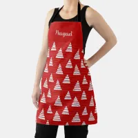 Blue Christmas trees with beads strings pattern Apron