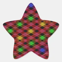 Gingham Check Multicolored Pattern Star Sticker