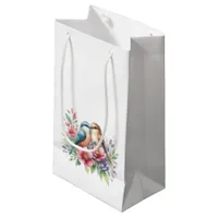 Love Birds in Spring Flowers  Small Gift Bag