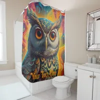 Cosmic Owl: Vibrant Wisdom Shower Curtain