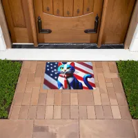 Patriotic cat  doormat