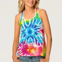 *~* Retro Rainbow Psychodelic Hipster Tie Dye  Tank Top