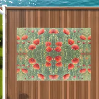 Glowing field of red poppies, floral  outdoor rug