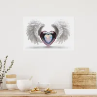 *~*~  Double Heart Angel Wings  AP78 Opal Poster