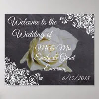 Custom Welcome to the Wedding of Chalkboard  Rose Poster