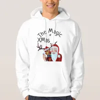 Watercolor Magical Santa Claus Smiling Rudolph Hoodie