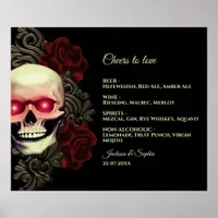 Floral dark moody gothic skull drinks menu sign