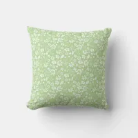 Stylish Pale Green Tropical Garden Flowers Throw Pillow