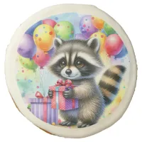 Cute Raccoon Happy Birthday Party  Sugar Cookie