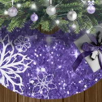 Snowflakes on Glitter Purple ID454 Brushed Polyester Tree Skirt