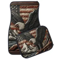 Majestic Eagle With Mountains and American Flag Car Floor Mat