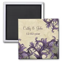 Purple ivory Vintage Flourish Wedding Magnet