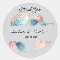 Ethereal Beauty Soft Tone Whimsical Pastel Leaves Classic Round Sticker