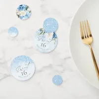 Floral Sparkles Sweet Sixteen Blue ID912 Confetti