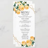 Elegant Gold Geometric Orange Floral Boho Wedding Menu