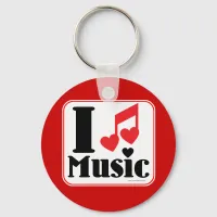 I Love Heart Music Logo Slogan Keychain