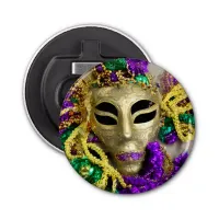 Purple and Gold Beads Masquerade Mask Mardi Gras Bottle Opener