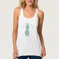 Girly Teal Glitter Pineapple Bachelorette Party Tank Top