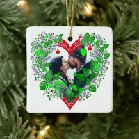 Merry Christmas Sweetheart | Heart Christmas Photo Ceramic Ornament