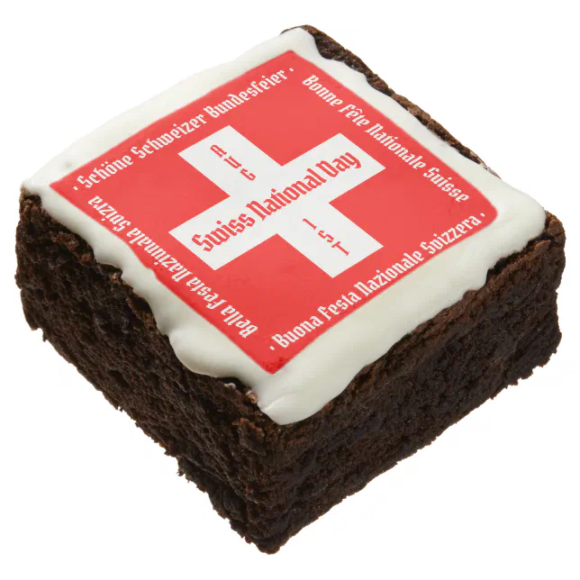 Swiss National Day in Four Languages Swiss Flag Brownie