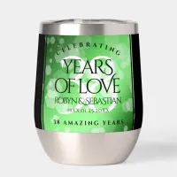 Elegant 38th Emerald Wedding Anniversary Thermal Wine Tumbler