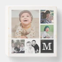 Black 5  Photo Collage Instagram Gallery Monogram Wooden Box Sign